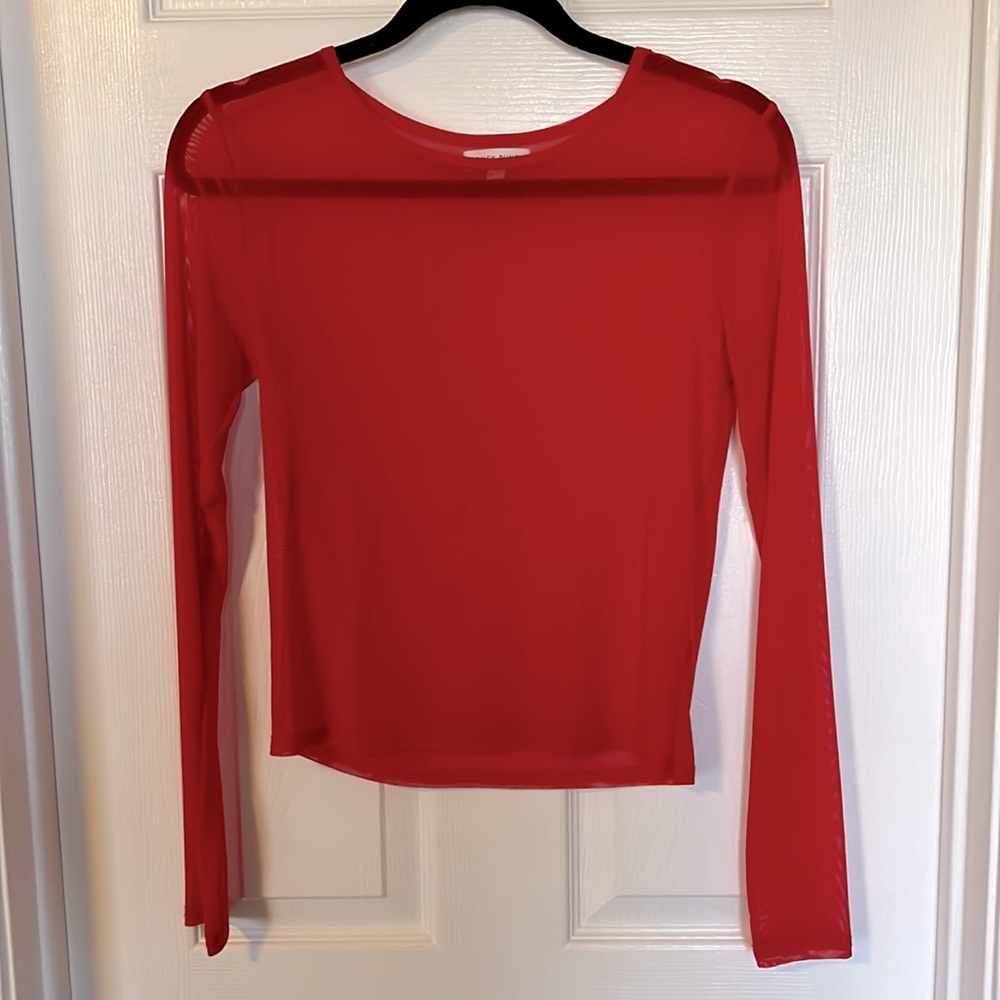 Honey Punch Red Mesh Long Sleeve